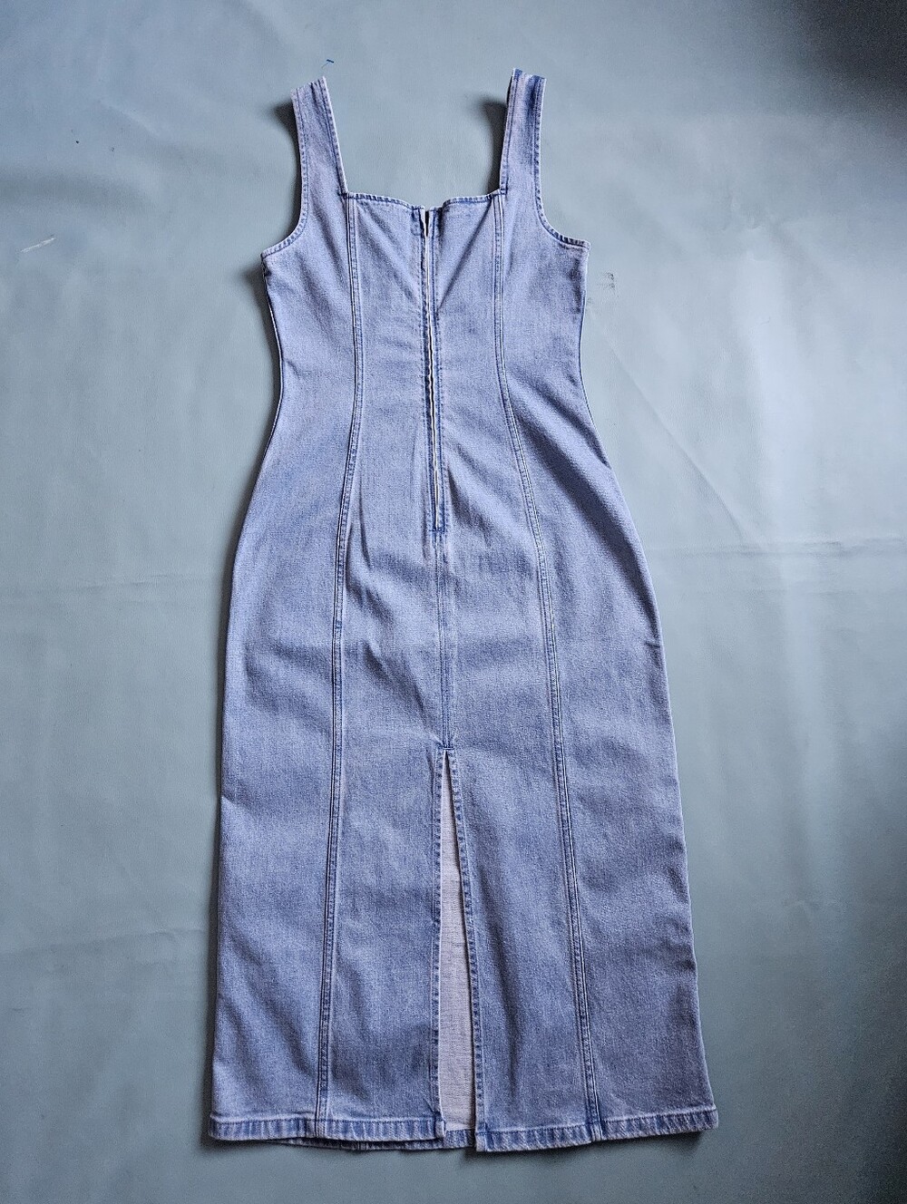 Abercrombie & Fitch Blue Denim Square Neck Sleeveless Column Midi Dress M - Picture 3 of 10